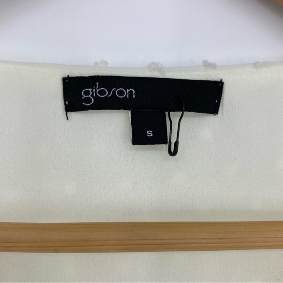 Gibson cream peasant tie neck LS blouse, S - Picture 5 of 7